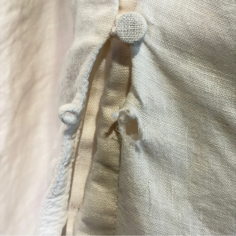 J. Crew 100% Linen Embroidered White Midi Dress with Blue Trim V-Neck, US 6 - Picture 16 of 16
